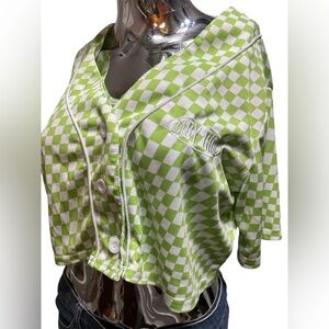 Green Checkered Crop Top